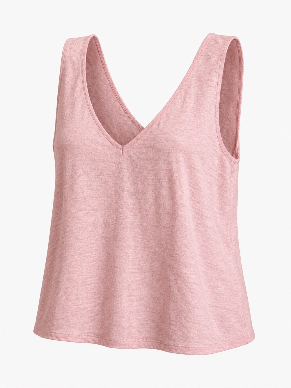 Contemporaine Organic Linen V-Neck Tank Top XL Pink Sleeveless Relaxed